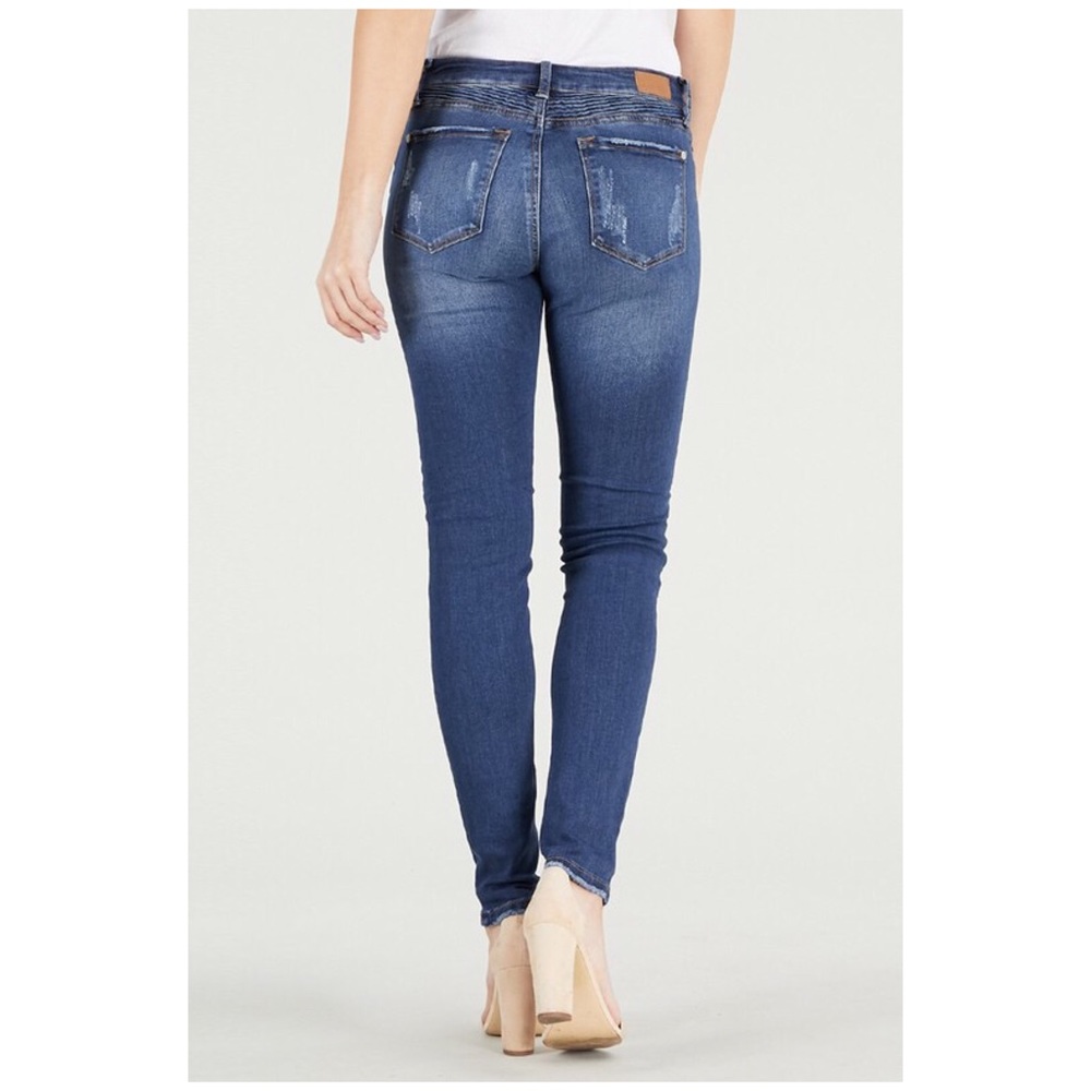 CLEARANCE Destroyed Moto Skinny Jeans Ripped Stretch - Picture 3 of 4